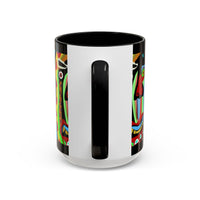 CRAZY.   Neon Face Accent Coffee Mug – Colorful Psychedelic Art Ceramic Mug