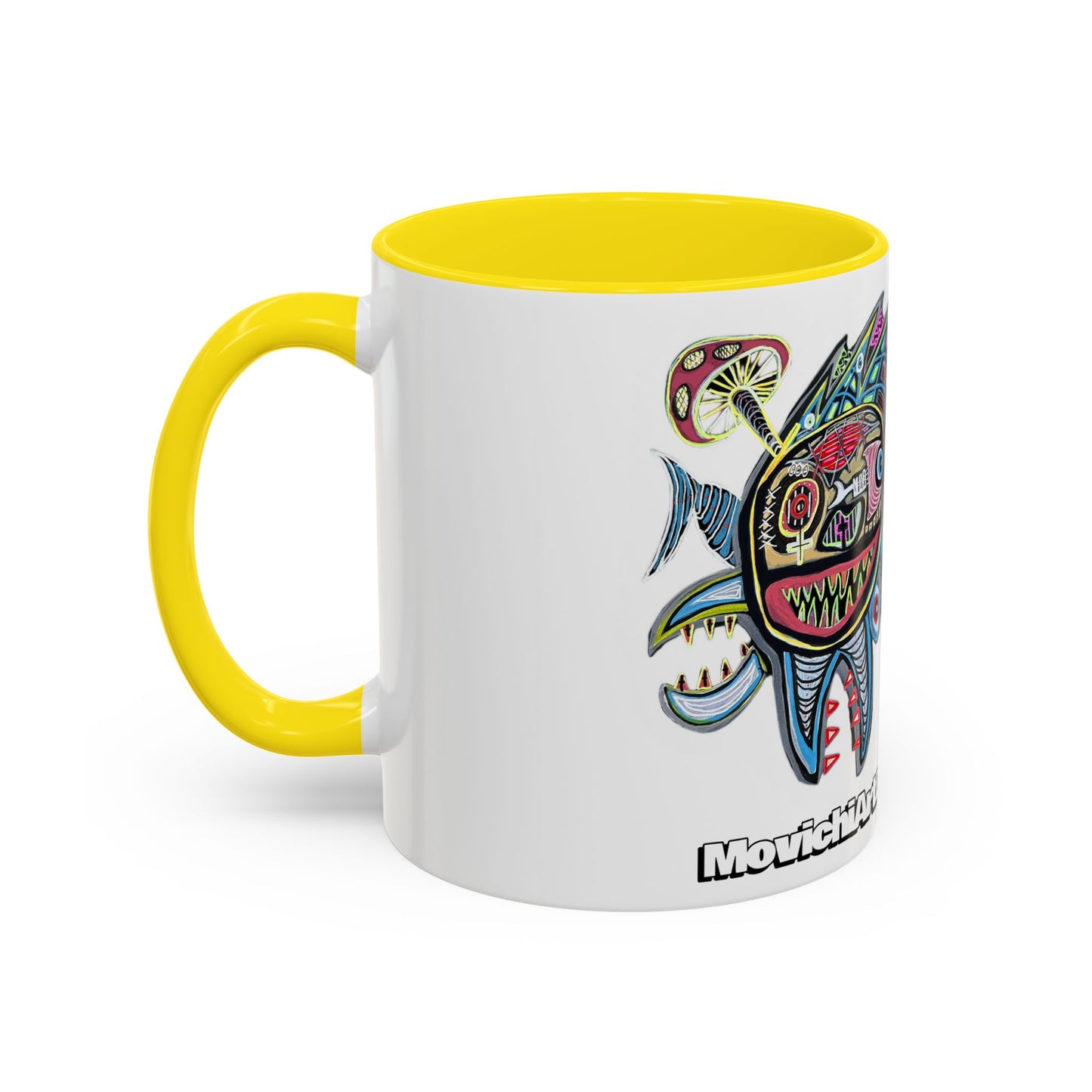 Colorful Shark Attack  Fish Accent Coffee Mug — Bold Nautical Art 11/15oz