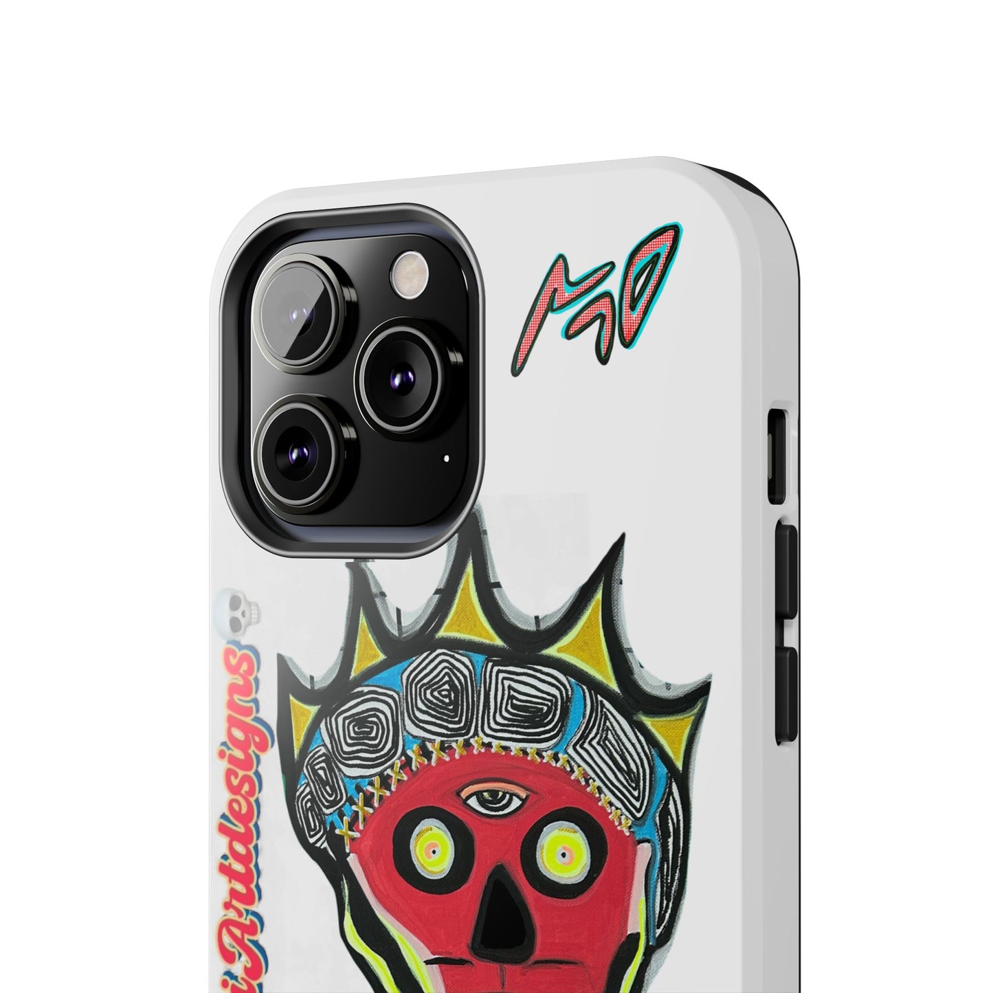 Artistic Crown KING GRAY  Skull Tough Phone Case — Colorful Abstract Guardian Design