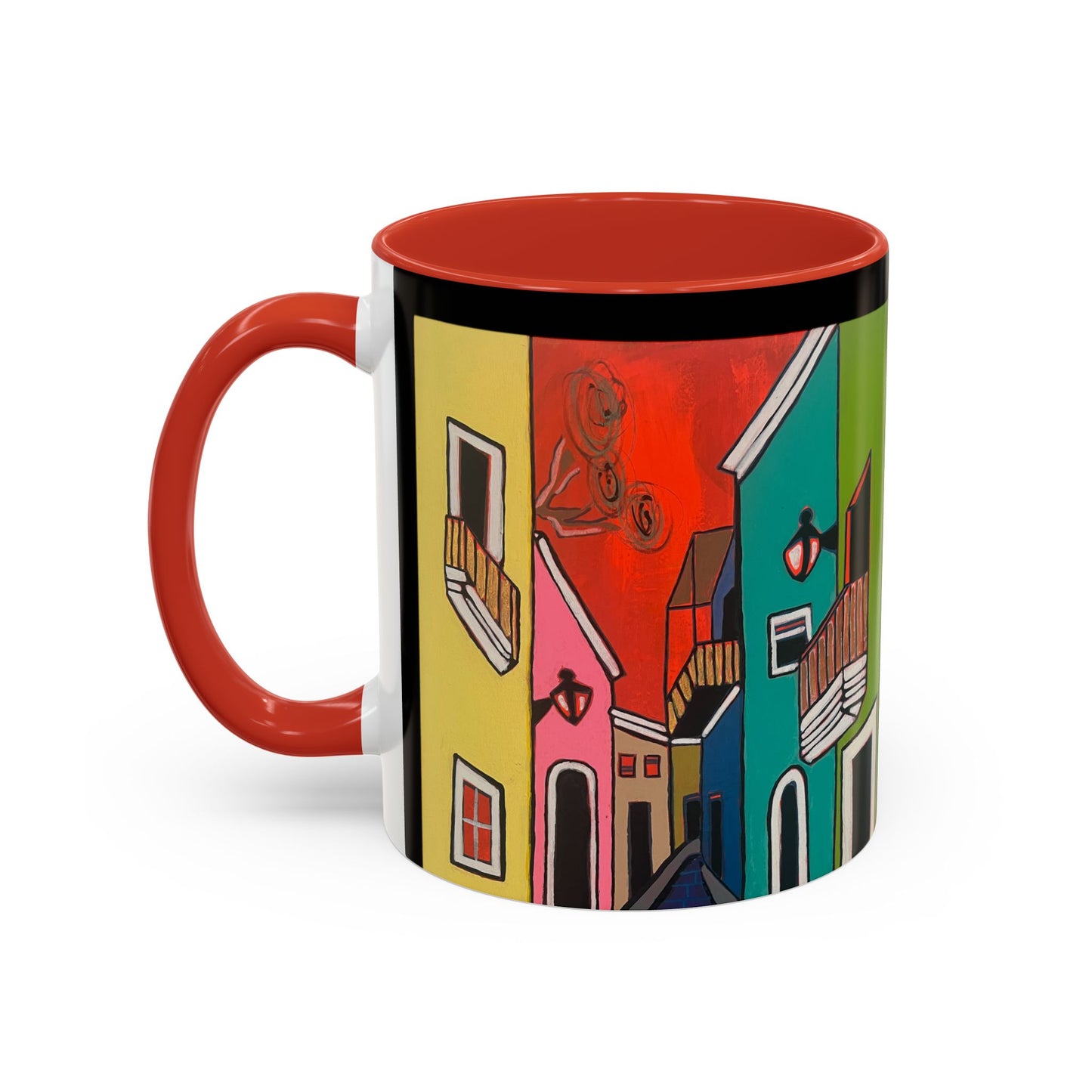 VIEJO SAN JUAN,  Colorful Cityscape Coffee Mug — Vibrant European Street Accent Mug