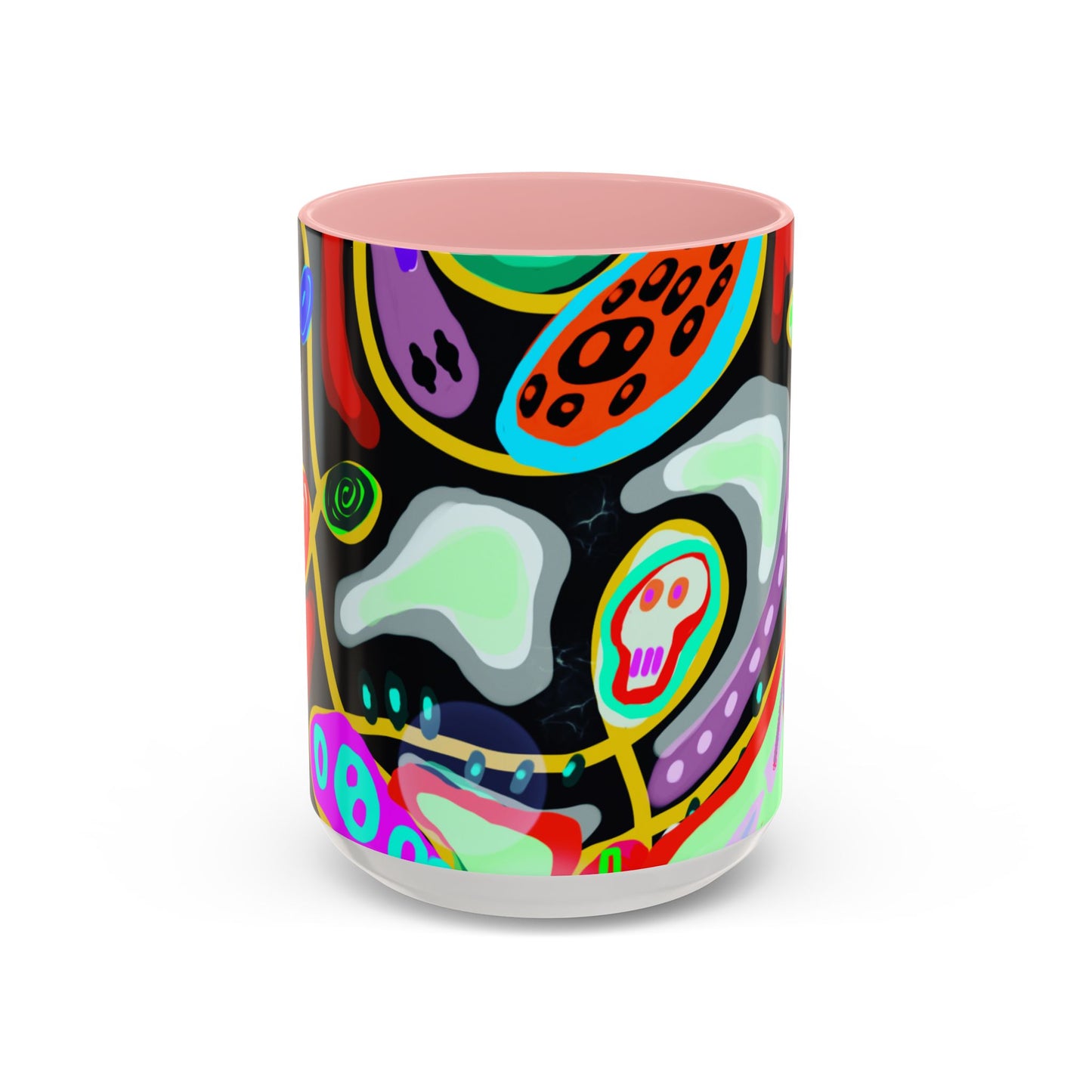 CRAZY2.0  Accent Mug — Colorful Neon Skull Abstract Coffee Cup