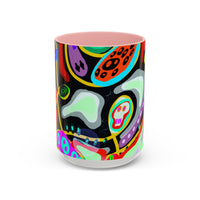CRAZY2.0  Accent Mug — Colorful Neon Skull Abstract Coffee Cup