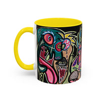 Abstract Neon DEPRESSION2.0   Monster Coffee Mug — Colorful Surreal Art Accent Mug (11/15oz)