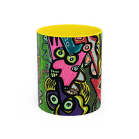 AbstractCONCERT.   Pop Art Coffee Mug — Colorful Faces Accent Mug (11/15 oz)