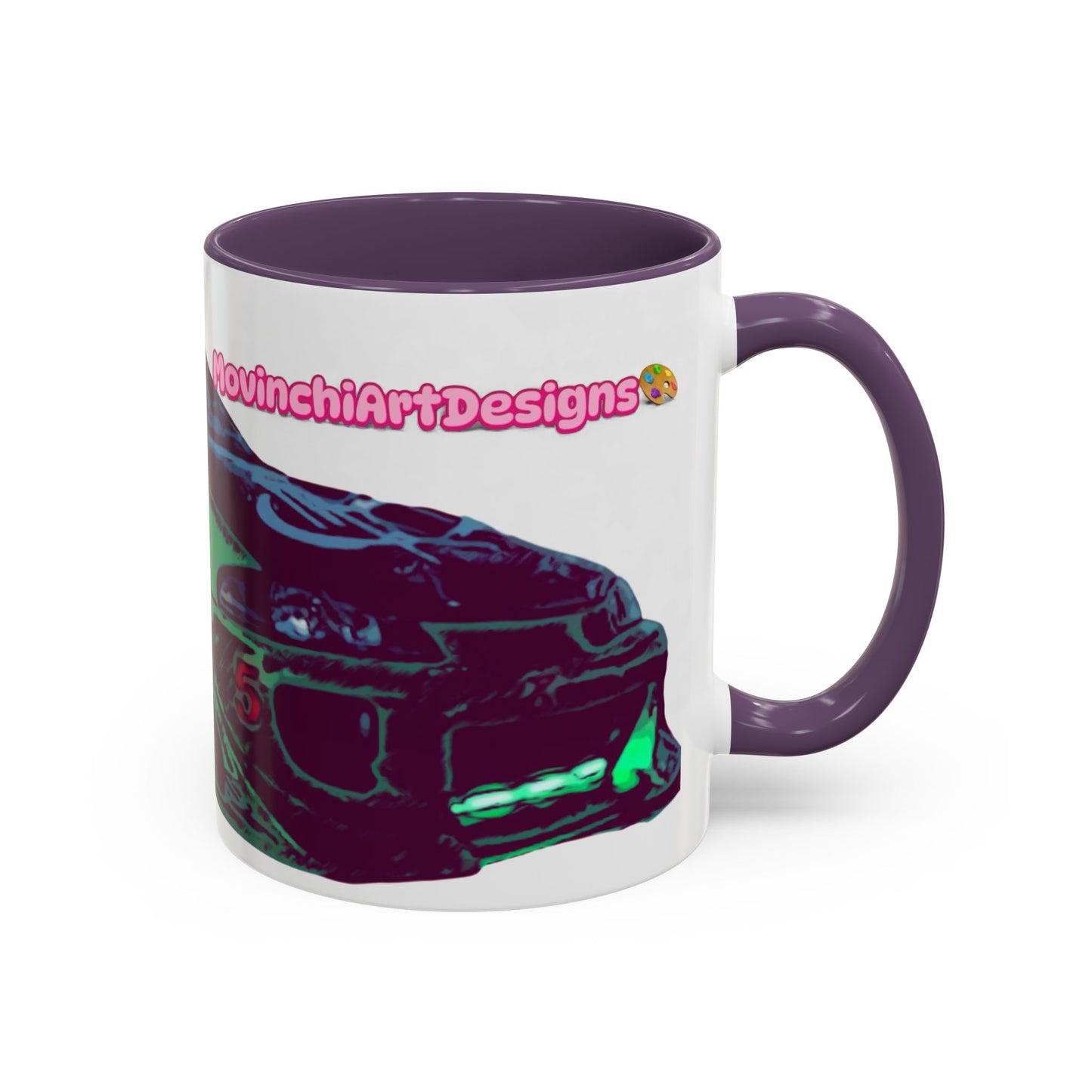 Coffee Mug —ECLIPSE  Neon Sports Car Design with "MovinchiArtDesigns" Logo