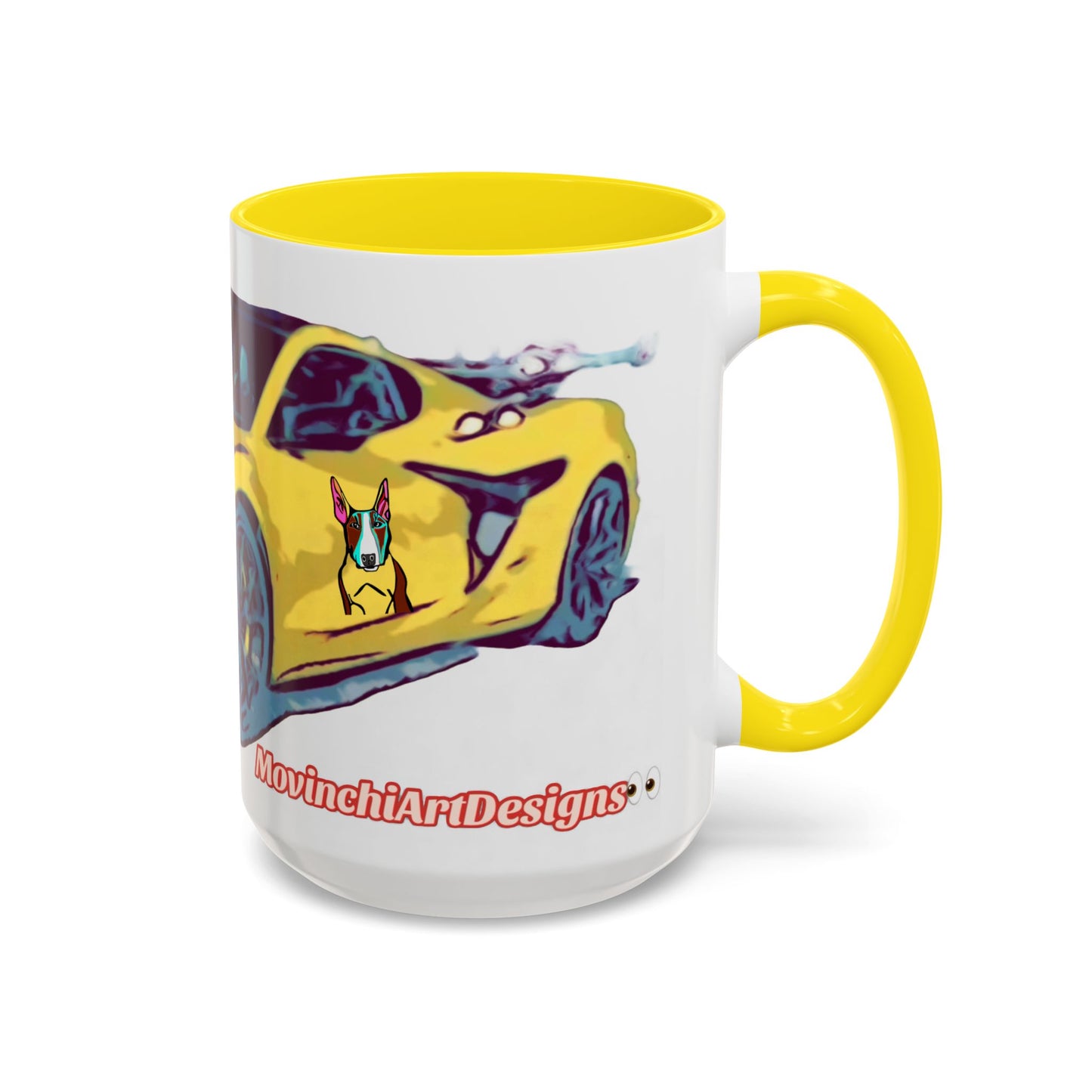 ZR1 Lover Coffee Mug — Yellow Sports Car & Boston Terrier Accent Mug (11/15 oz)