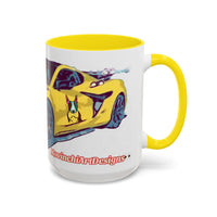 ZR1 Lover Coffee Mug — Yellow Sports Car & Boston Terrier Accent Mug (11/15 oz)