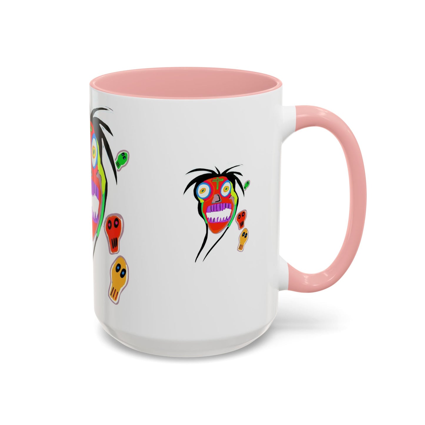 Colorful Tribal Mask Coffee Mug — Vibrant Skull Art Accent Mug (11/15oz)