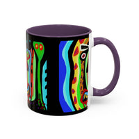 CRAZY.   Neon Face Accent Coffee Mug – Colorful Psychedelic Art Ceramic Mug