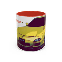 RX7  Coffee Mug — Yellow Sports Car Illustration Accent Mug