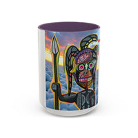 Surreal VINCENT Tribal Warrior Accent Coffee Mug — Colorful Skull Art 11/15oz
