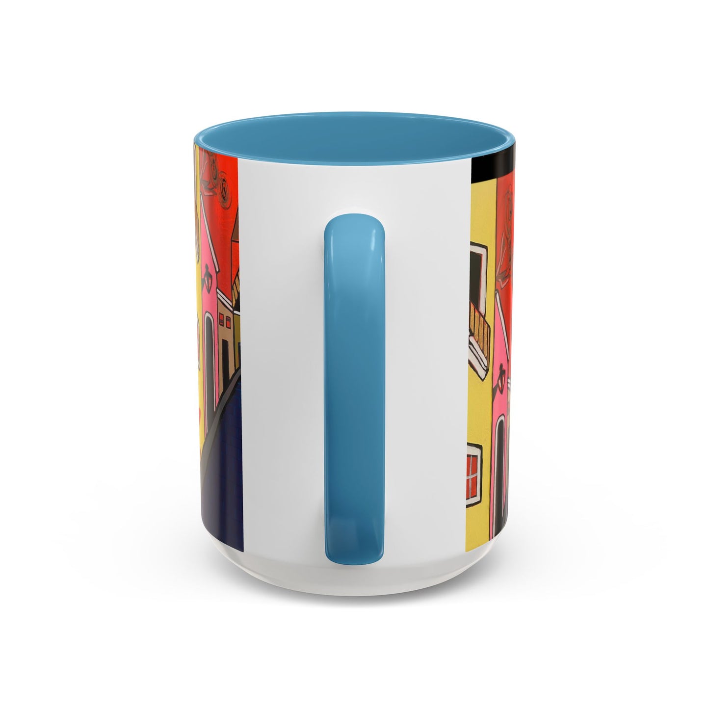 SAN SEBASTIAN.  Colorful Street Scene Accent Coffee Mug — Vibrant Urban Art Ceramic Mug (11/15oz)