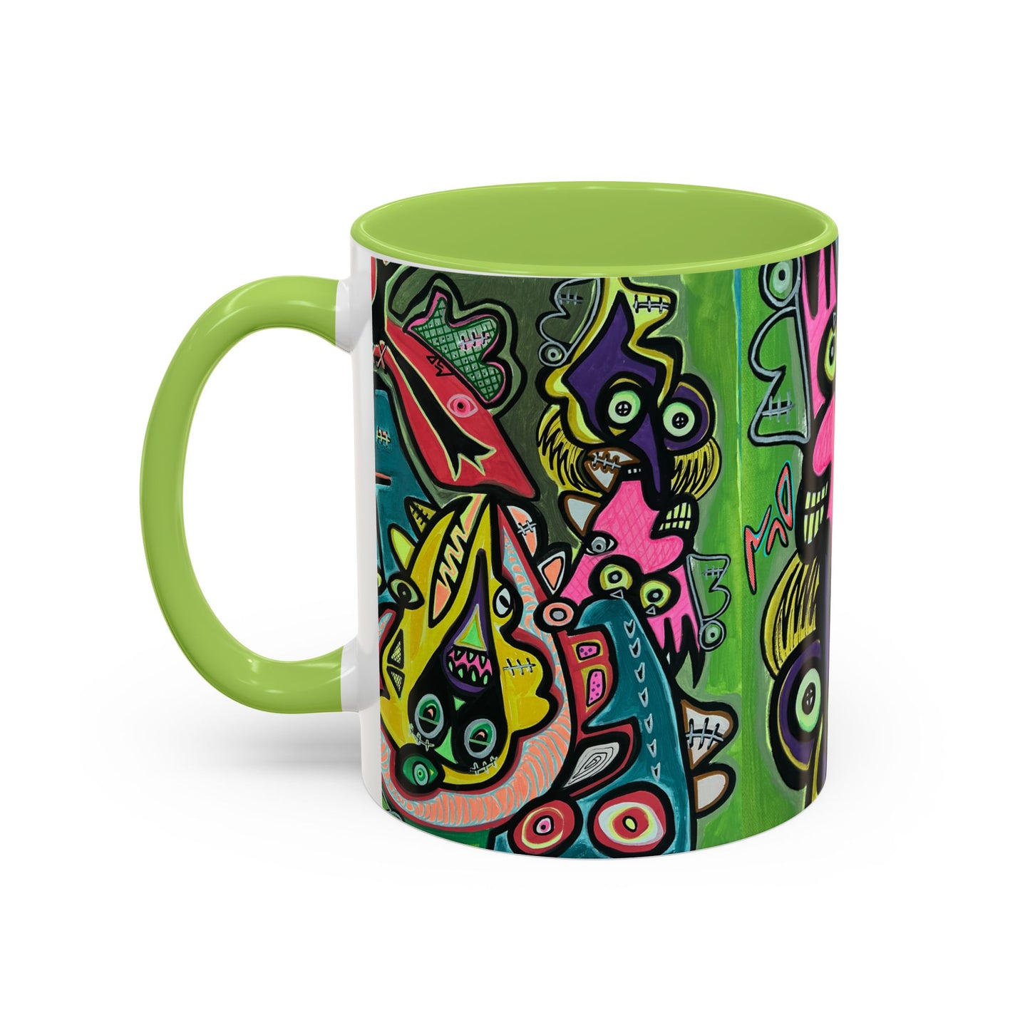 AbstractCONCERT.   Pop Art Coffee Mug — Colorful Faces Accent Mug (11/15 oz)