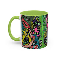 AbstractCONCERT.   Pop Art Coffee Mug — Colorful Faces Accent Mug (11/15 oz)