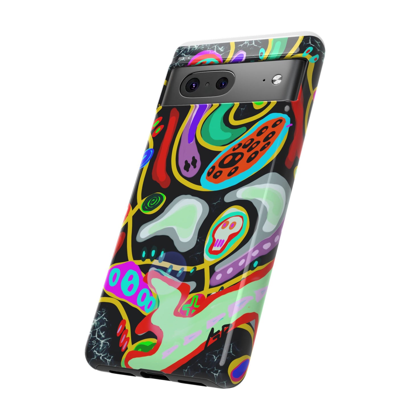 CRAZY4  Abstract Neon Skull Phone Case — Colorful Psychedelic Protective Cover