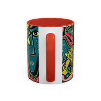 AbstractCONCERT.   Pop Art Coffee Mug — Colorful Faces Accent Mug (11/15 oz)