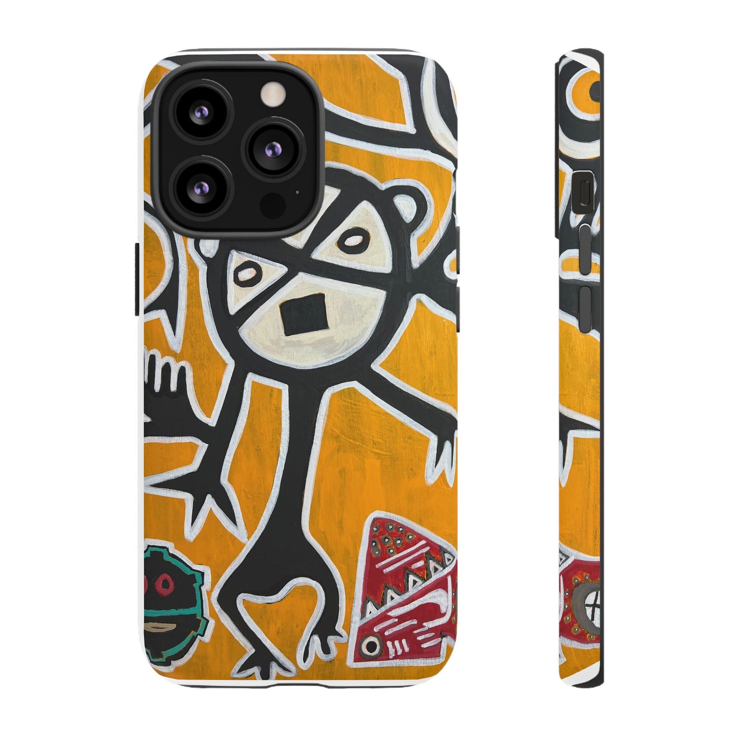 Abstract TAINO  Tribal Art Phone Case – Bold Orange Graphic Protective Cover