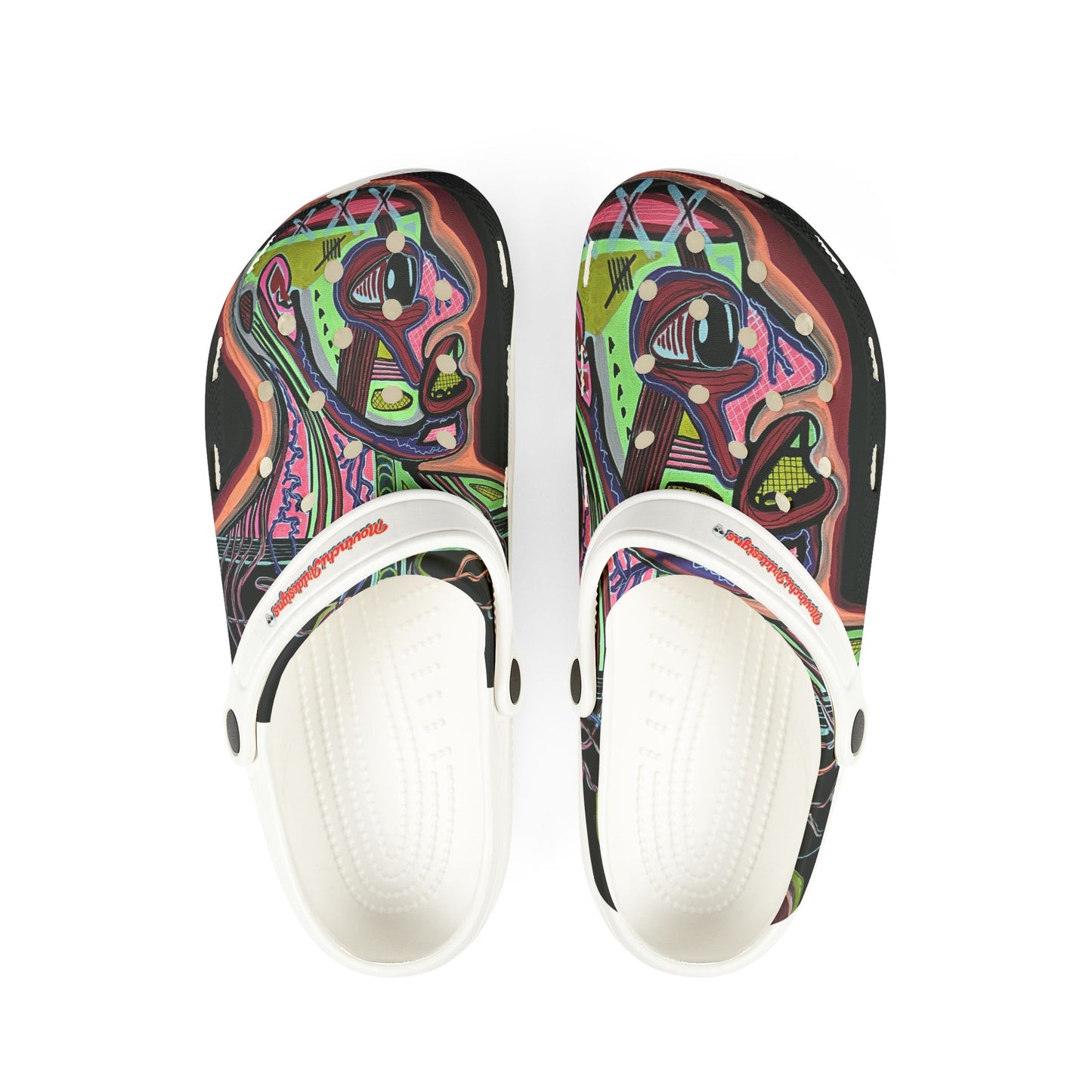 HEART ATTACK  Abstract Neon Clog Shoes – Colorful Psychedelic EVA Foam Clogs