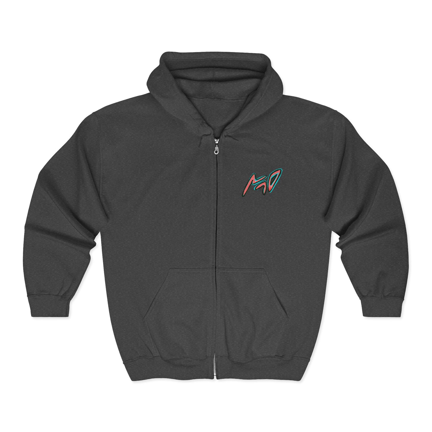 VINCENT.  Skull Graphic Zip Hoodie — Neon Retro Art Back Patch