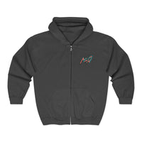 VINCENT.  Skull Graphic Zip Hoodie — Neon Retro Art Back Patch