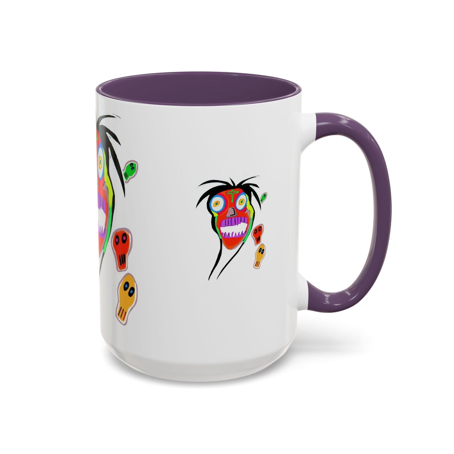 Colorful Tribal Mask Coffee Mug — Vibrant Skull Art Accent Mug (11/15oz)