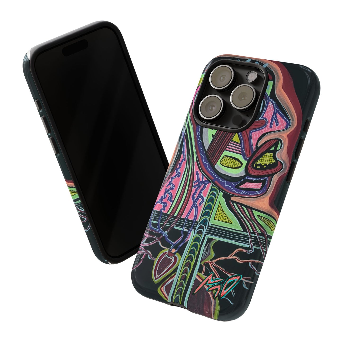 HEART ATTACK Abstract Neon Face Tough Phone Case – Vibrant Art Phone Cover
