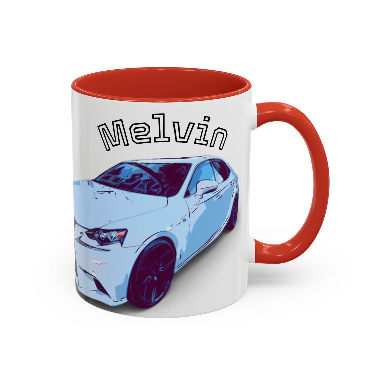 MELVIN.  Personalized Car Coffee Mug — 'Melvin' Sports Car Accent Mug (11/15oz)