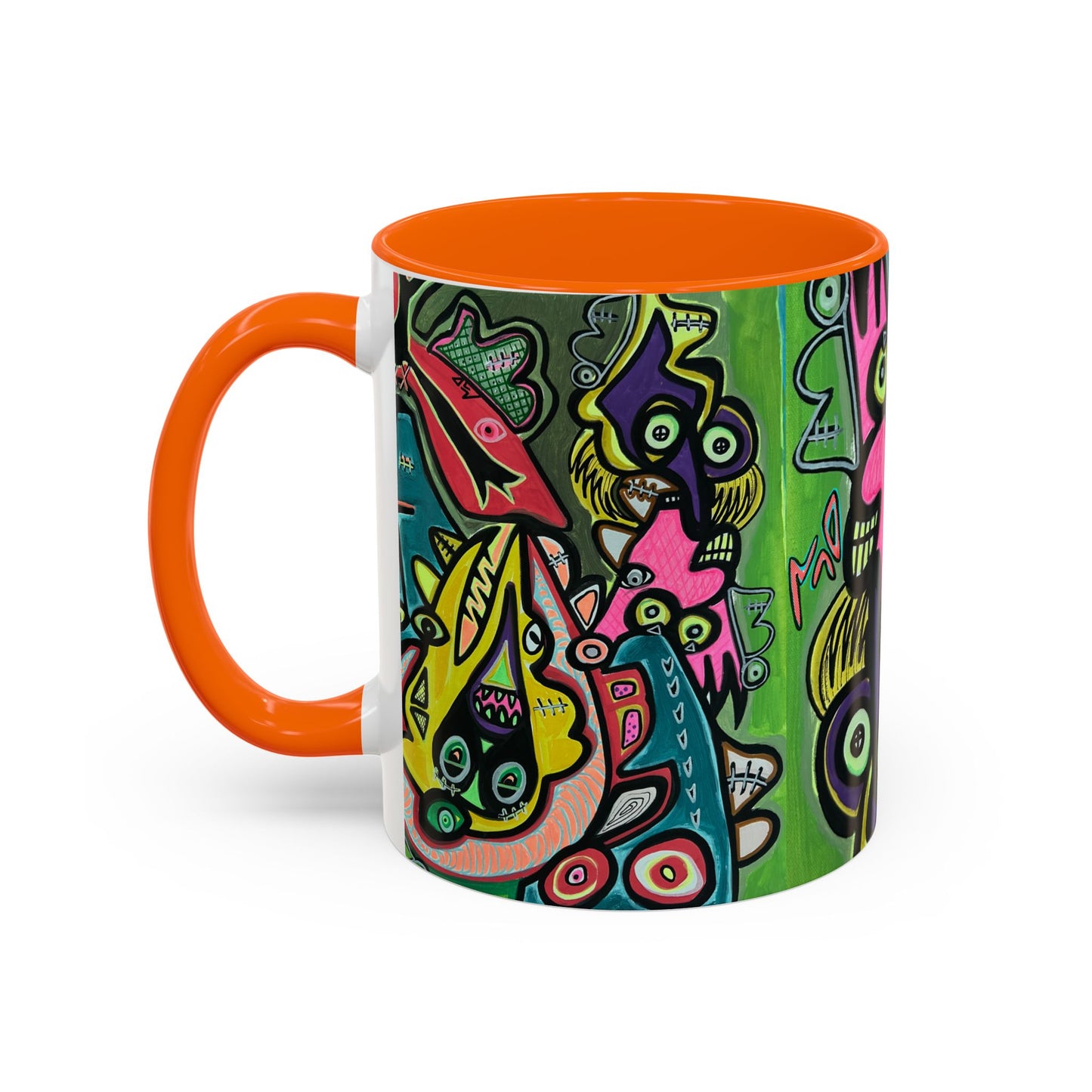 AbstractCONCERT.   Pop Art Coffee Mug — Colorful Faces Accent Mug (11/15 oz)