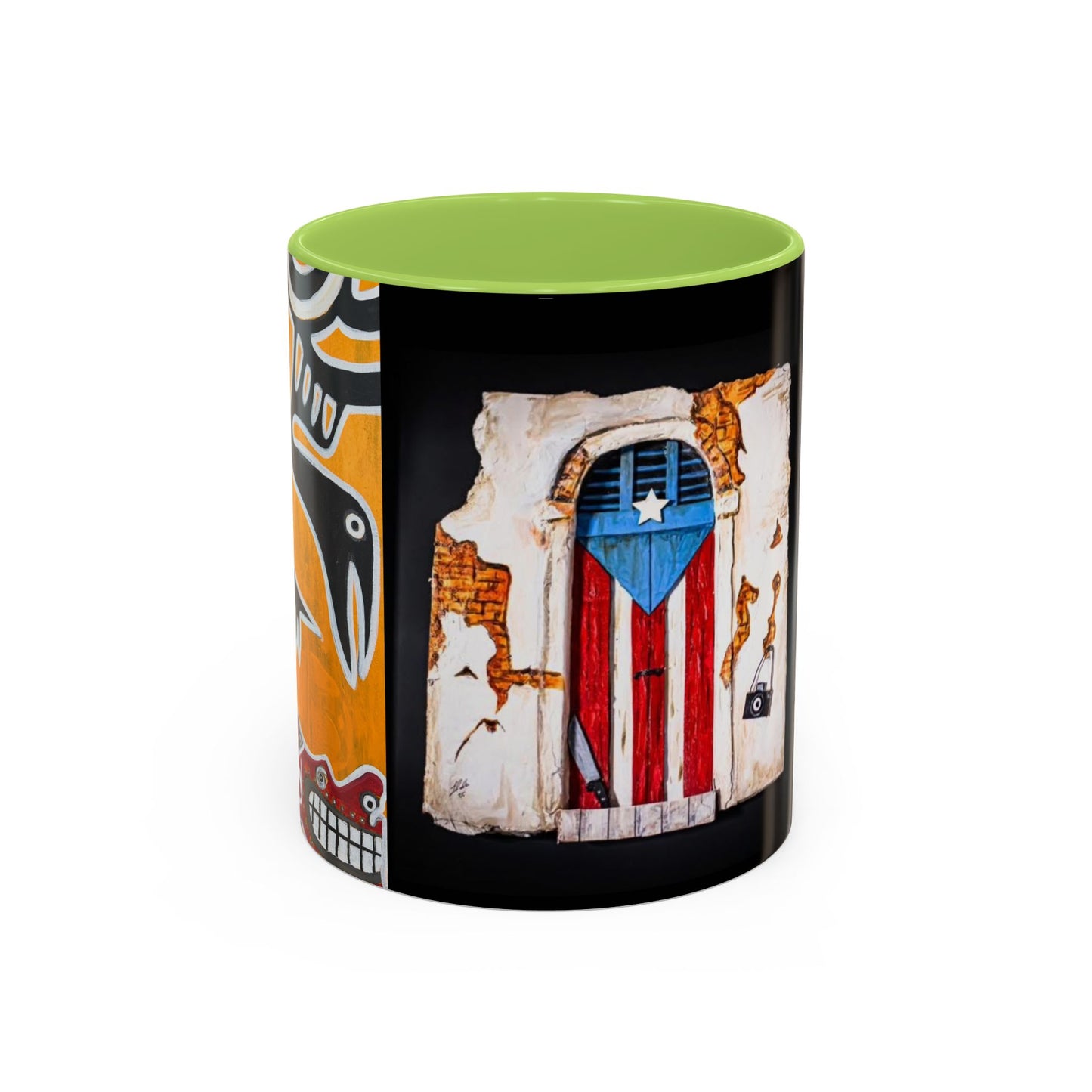 Puerto Rico Flag Coffee Mug — Rustic Street Art Accent Mug (11/15 oz)
