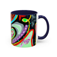 CRAZY2.0  Accent Mug — Colorful Neon Skull Abstract Coffee Cup