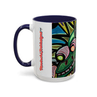 Abstract Day of the Dead Skull Accent Coffee Mug — Colorful Neon Skull Art (11/15oz)