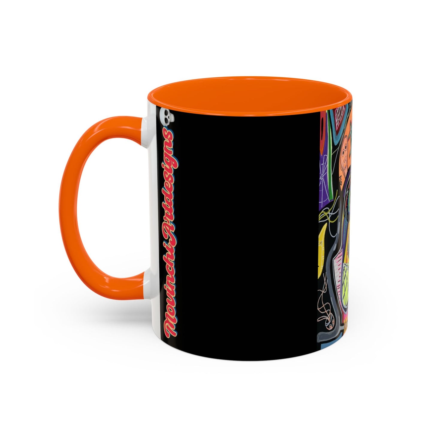 Colorful Neon OVERTHINKING  Skull Coffee Mug — Vibrant Abstract Day of the Dead Accent Mug