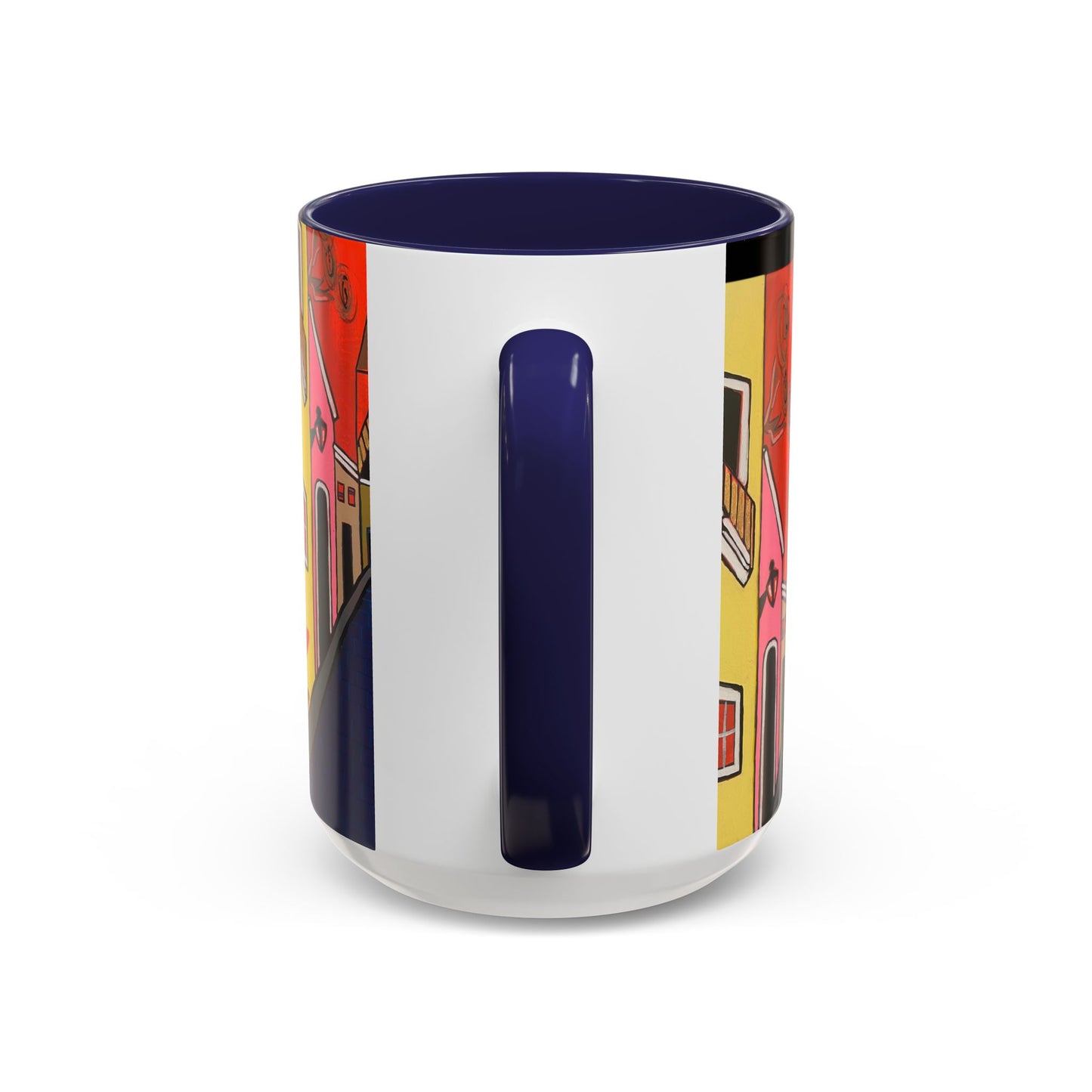 SAN SEBASTIAN.  Colorful Street Scene Accent Coffee Mug — Vibrant Urban Art Ceramic Mug (11/15oz)