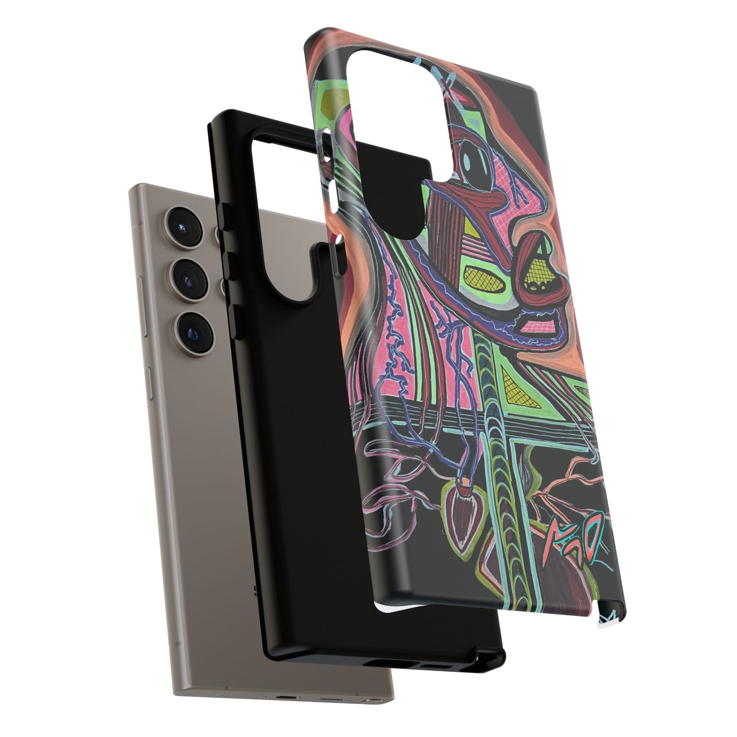 HEART ATTACK Abstract Neon Face Tough Phone Case – Vibrant Art Phone Cover
