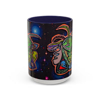Psychedelic RYDER2.0   Space Goat Accent Coffee Mug — Colorful Cosmic Animal Art (11/15oz)