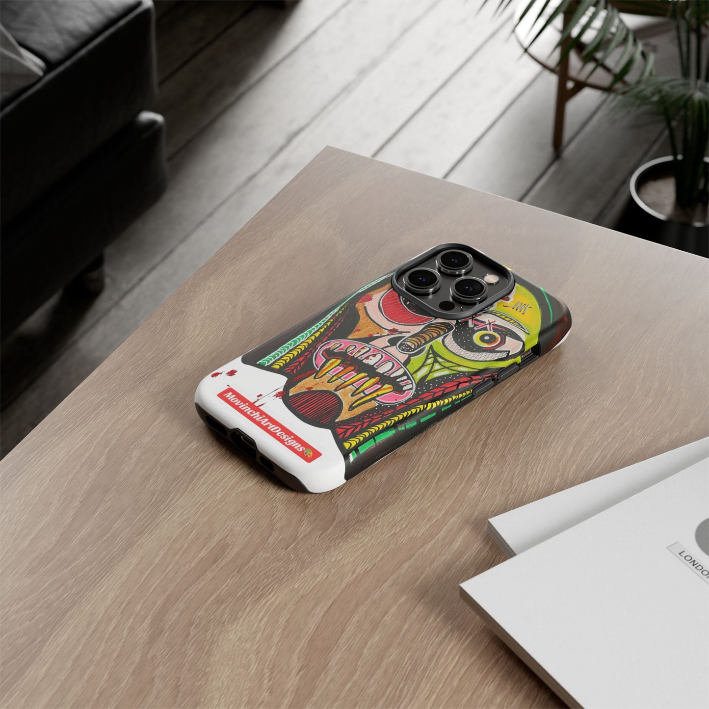KUNTA.  Abstract Tribal Skull Phone Case — Colorful Street Art Protective Cover