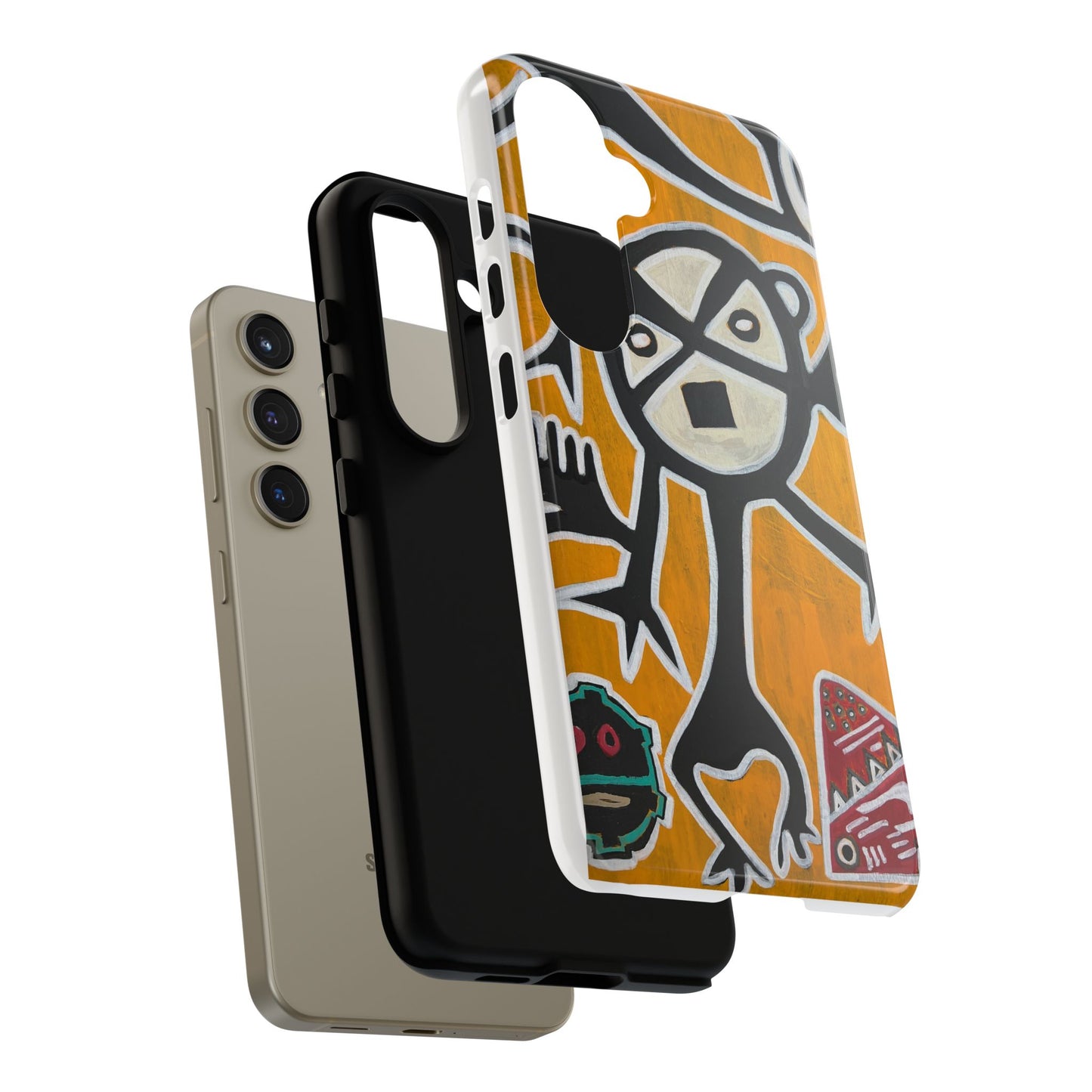 Abstract TAINO  Tribal Art Phone Case – Bold Orange Graphic Protective Cover