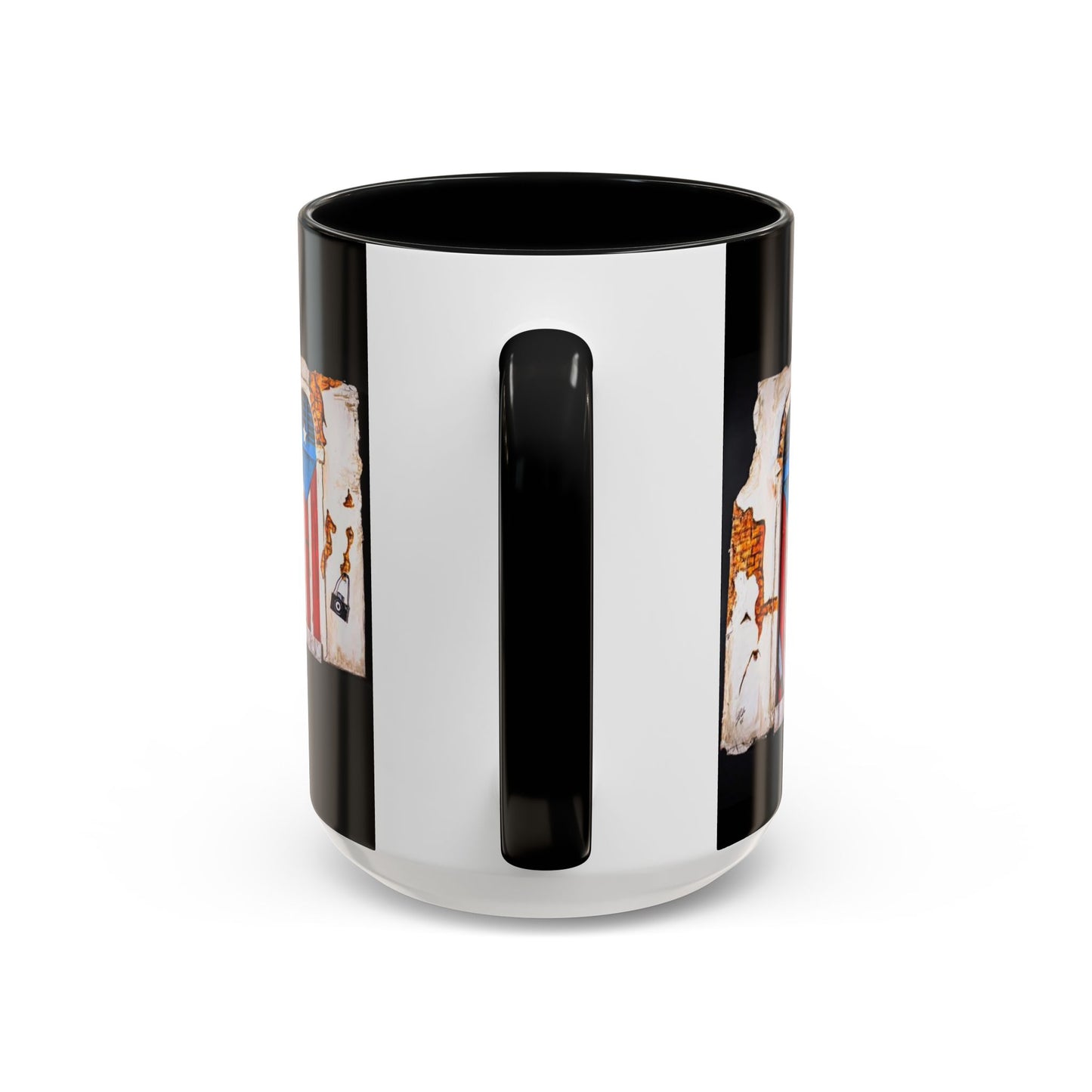 Puerto Rico Flag Door Accent Coffee Mug — Vintage Rustic Boricua Pride (11/15oz)