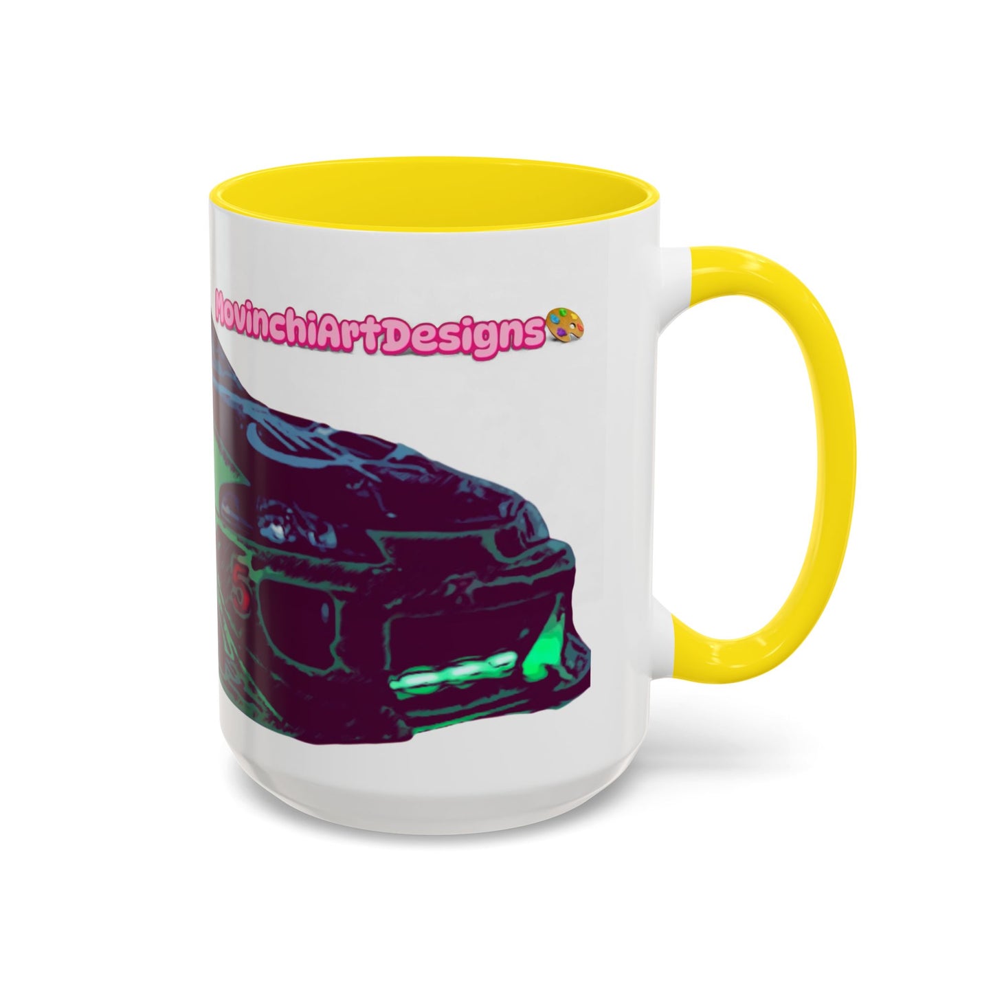 Coffee Mug —ECLIPSE  Neon Sports Car Design with "MovinchiArtDesigns" Logo