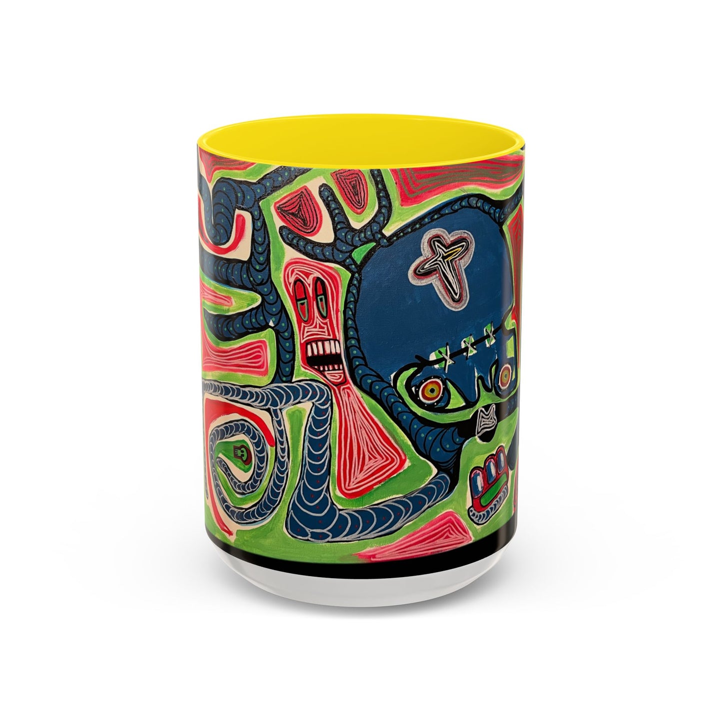 AFTER LIFE.  Abstract Tribal Art Coffee Mug — Colorful Surreal Accent Mug