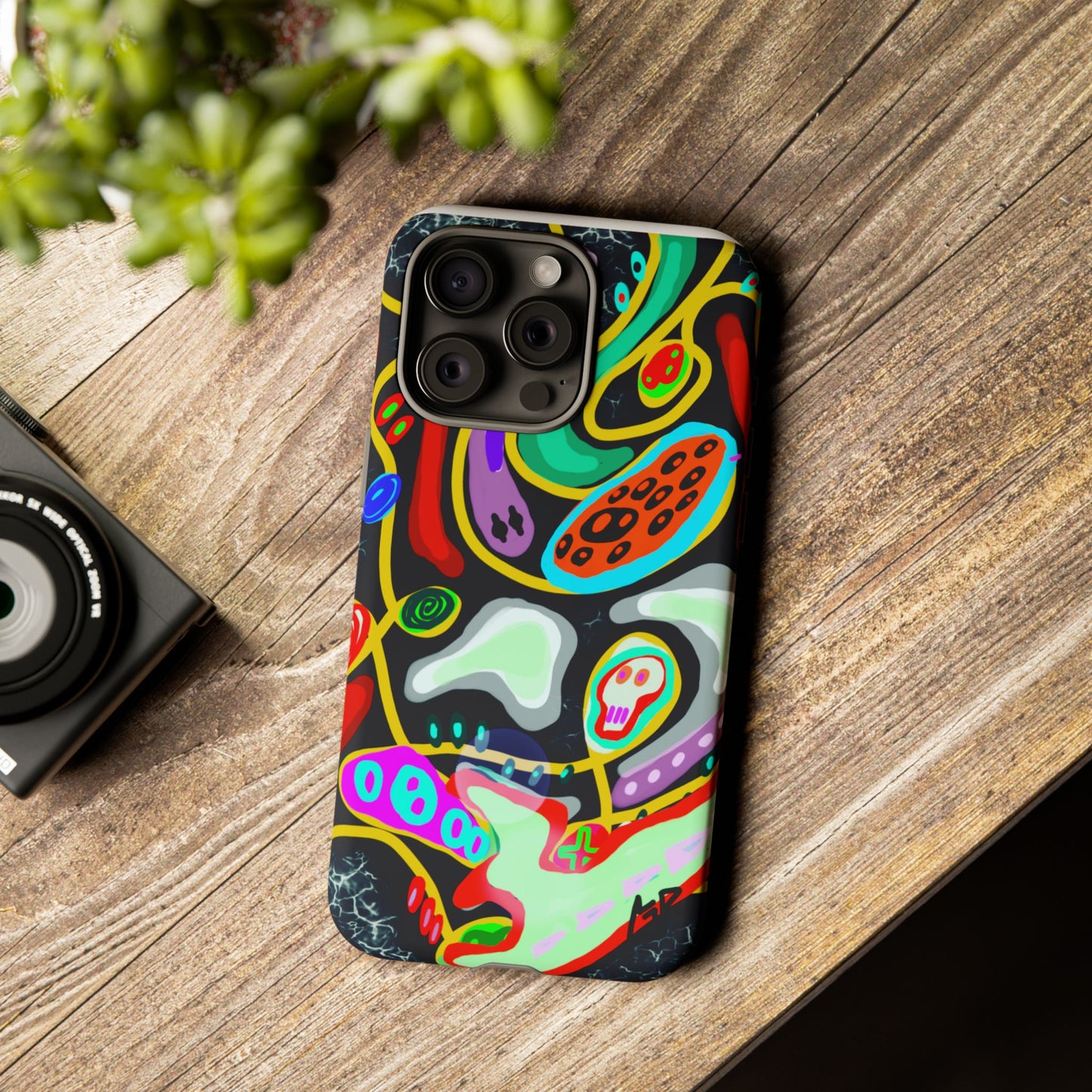 CRAZY4  Abstract Neon Skull Phone Case — Colorful Psychedelic Protective Cover