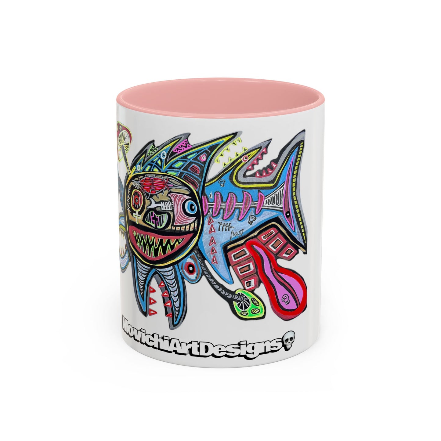 Colorful Shark Attack  Fish Accent Coffee Mug — Bold Nautical Art 11/15oz
