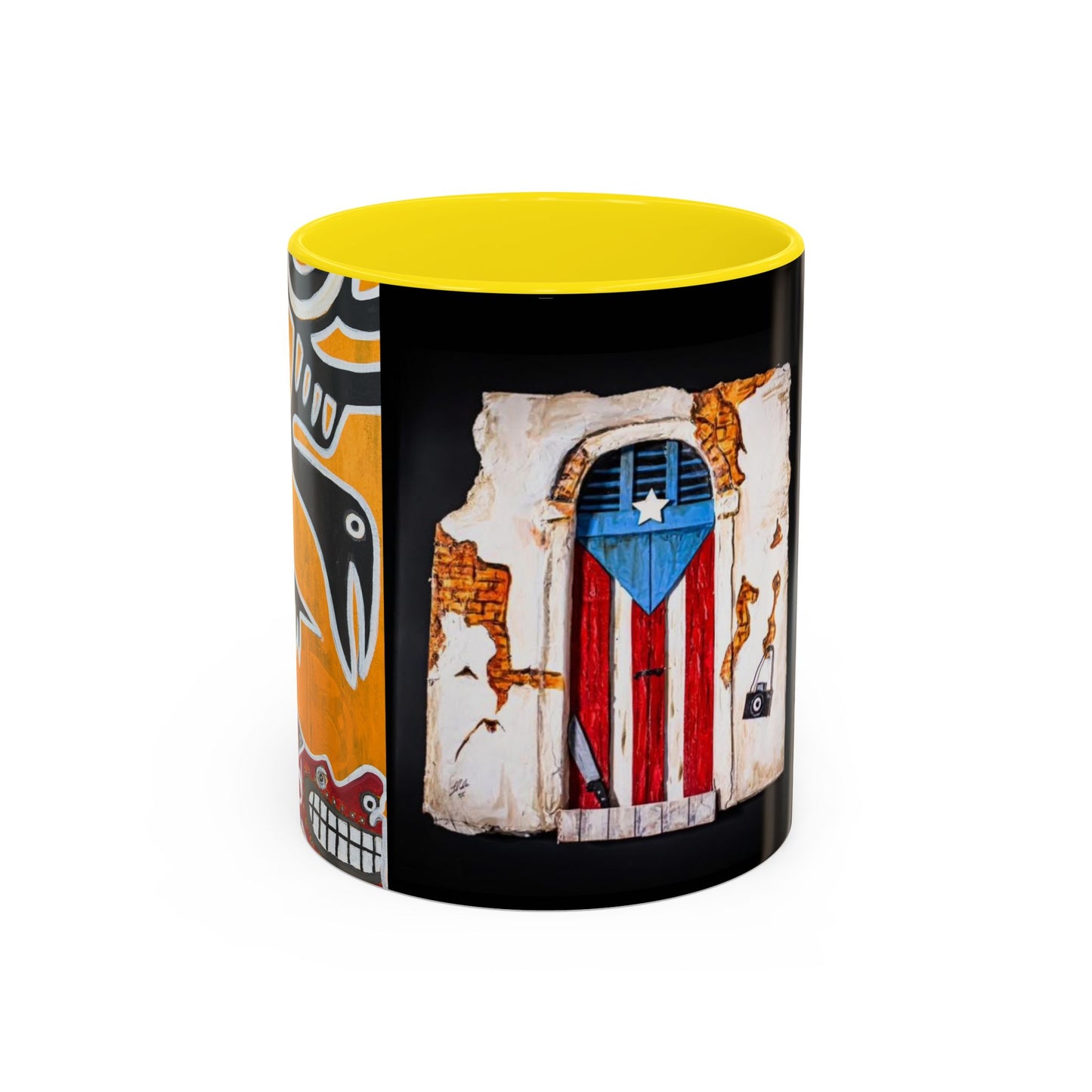 Puerto Rico Flag Coffee Mug — Rustic Street Art Accent Mug (11/15 oz)