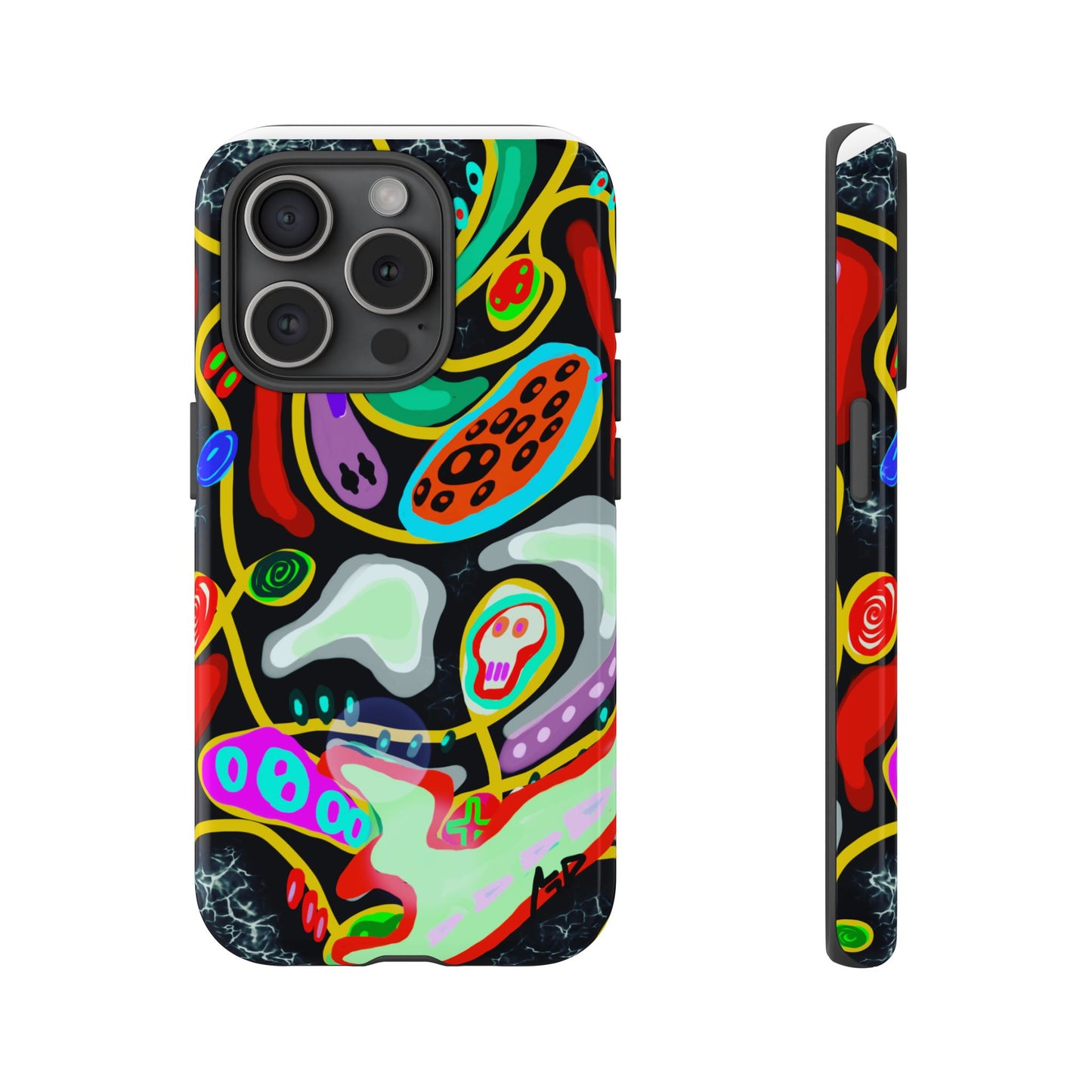 CRAZY4  Abstract Neon Skull Phone Case — Colorful Psychedelic Protective Cover