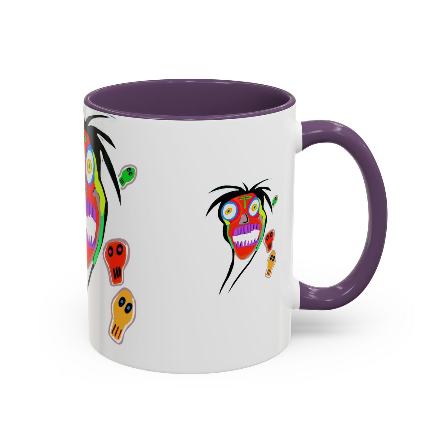 Colorful Tribal Mask Coffee Mug — Vibrant Skull Art Accent Mug (11/15oz)