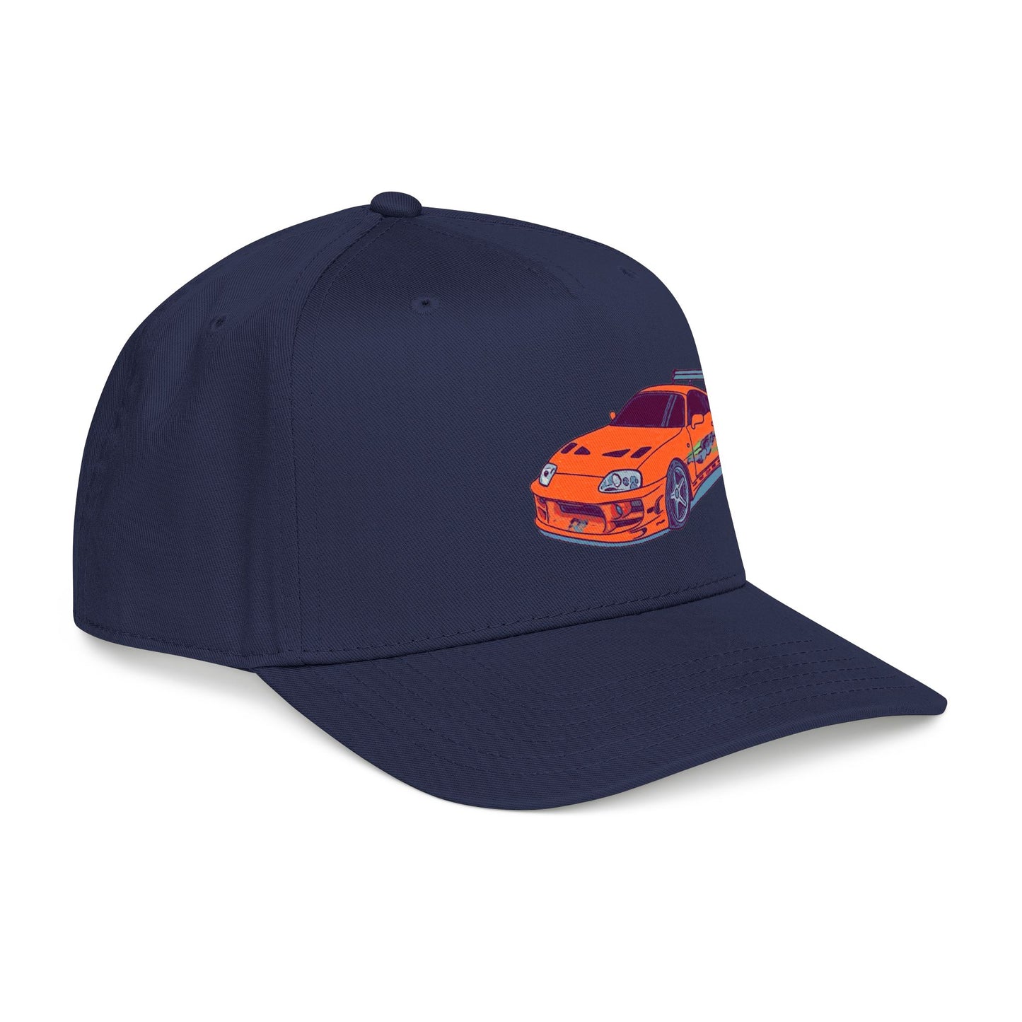 2JZ.  Retro Orange Sports Car Baseball Cap — Vintage JDM Supra Snapback