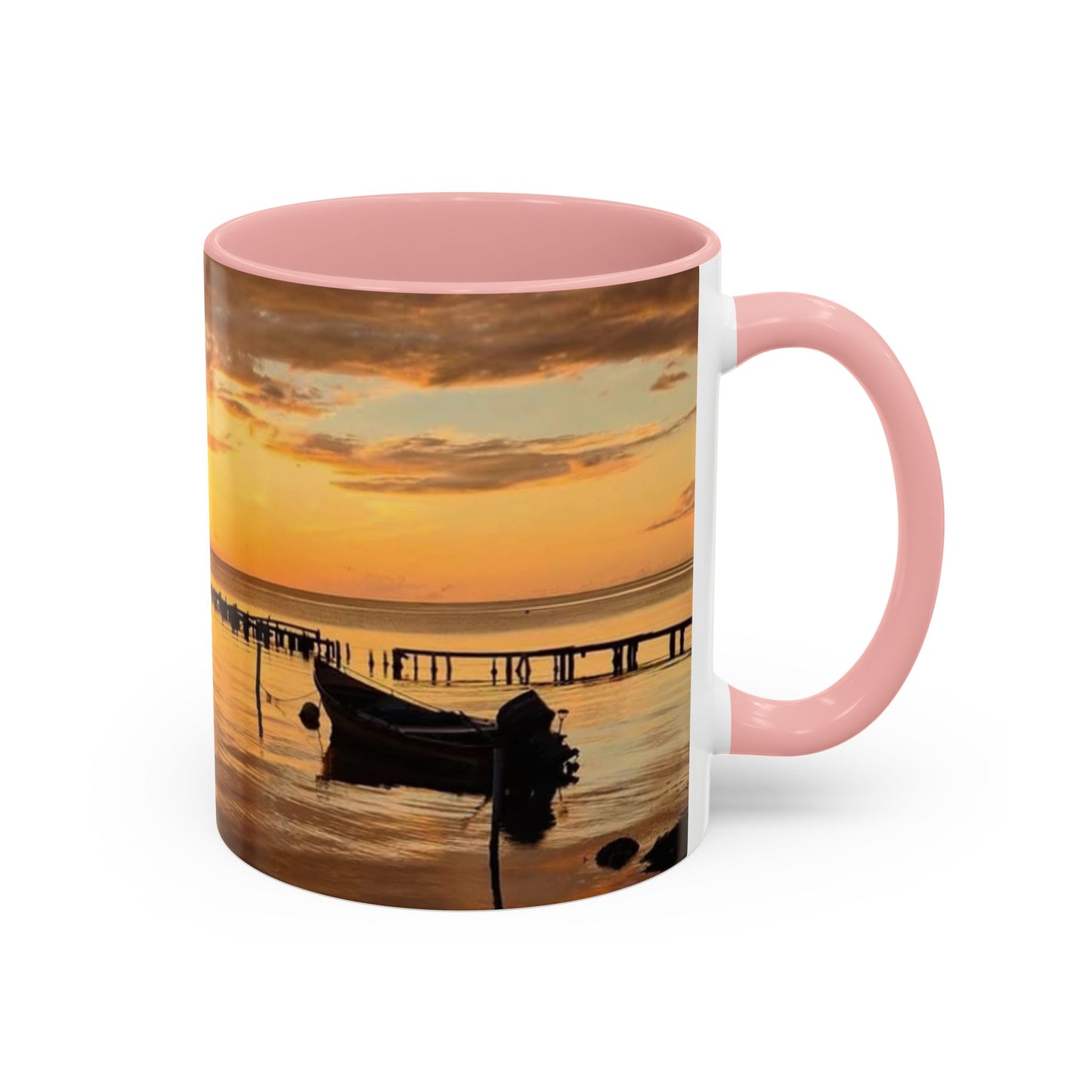 Sunset Harbor Coffee Mug — Golden Beach Sunrise Accent Mug (11/15oz)