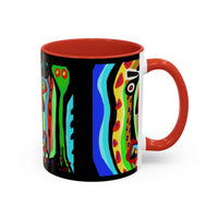 CRAZY.   Neon Face Accent Coffee Mug – Colorful Psychedelic Art Ceramic Mug