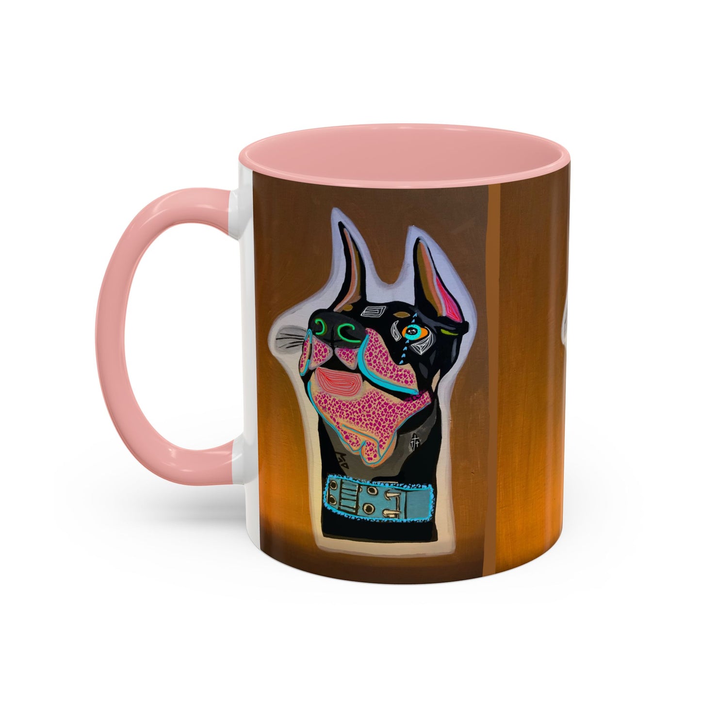 Colorful Doberman Accent Coffee Mug — Vibrant Dog Portrait Ceramic Mug (11/15oz)