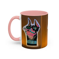 Colorful Doberman Accent Coffee Mug — Vibrant Dog Portrait Ceramic Mug (11/15oz)